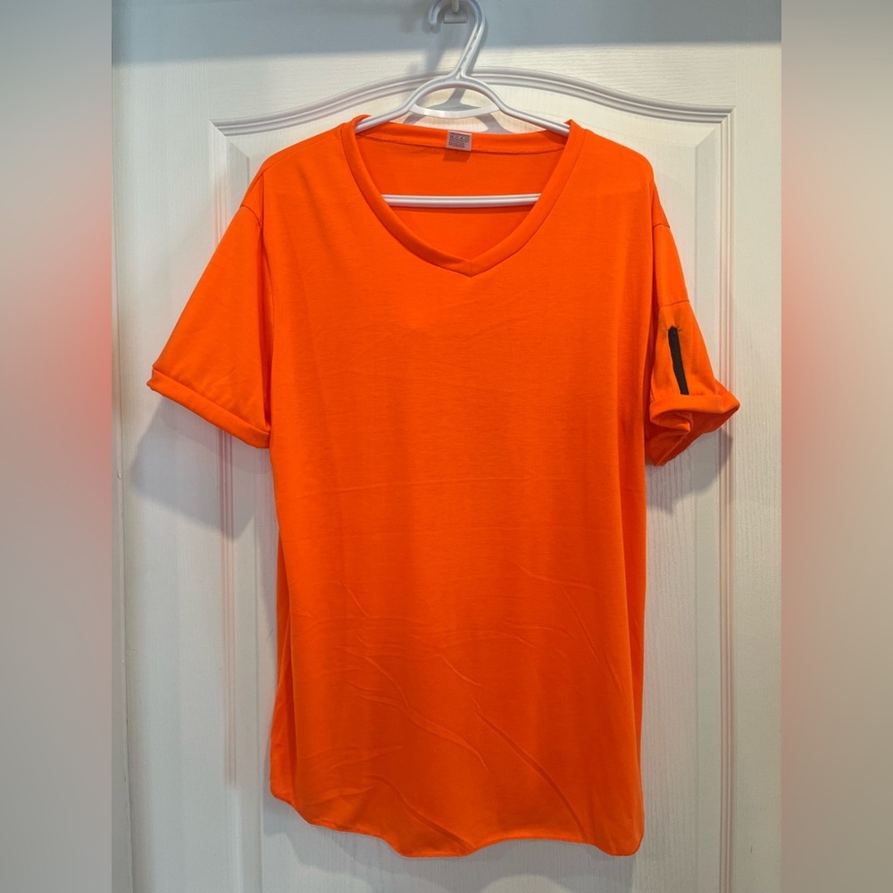 Vibrant Orange Polyester Top size medium